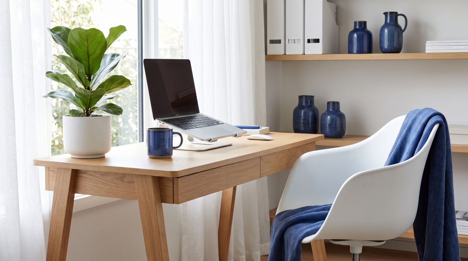 Remote worker searching for jobs on a laptop